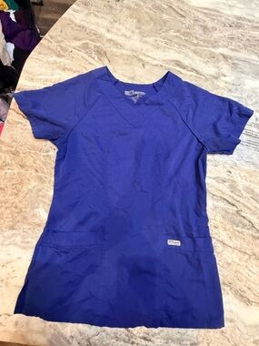 Grey’s Anatomy Scrub Top Small Royal Blue V Neck Medical Nurse Uniform
